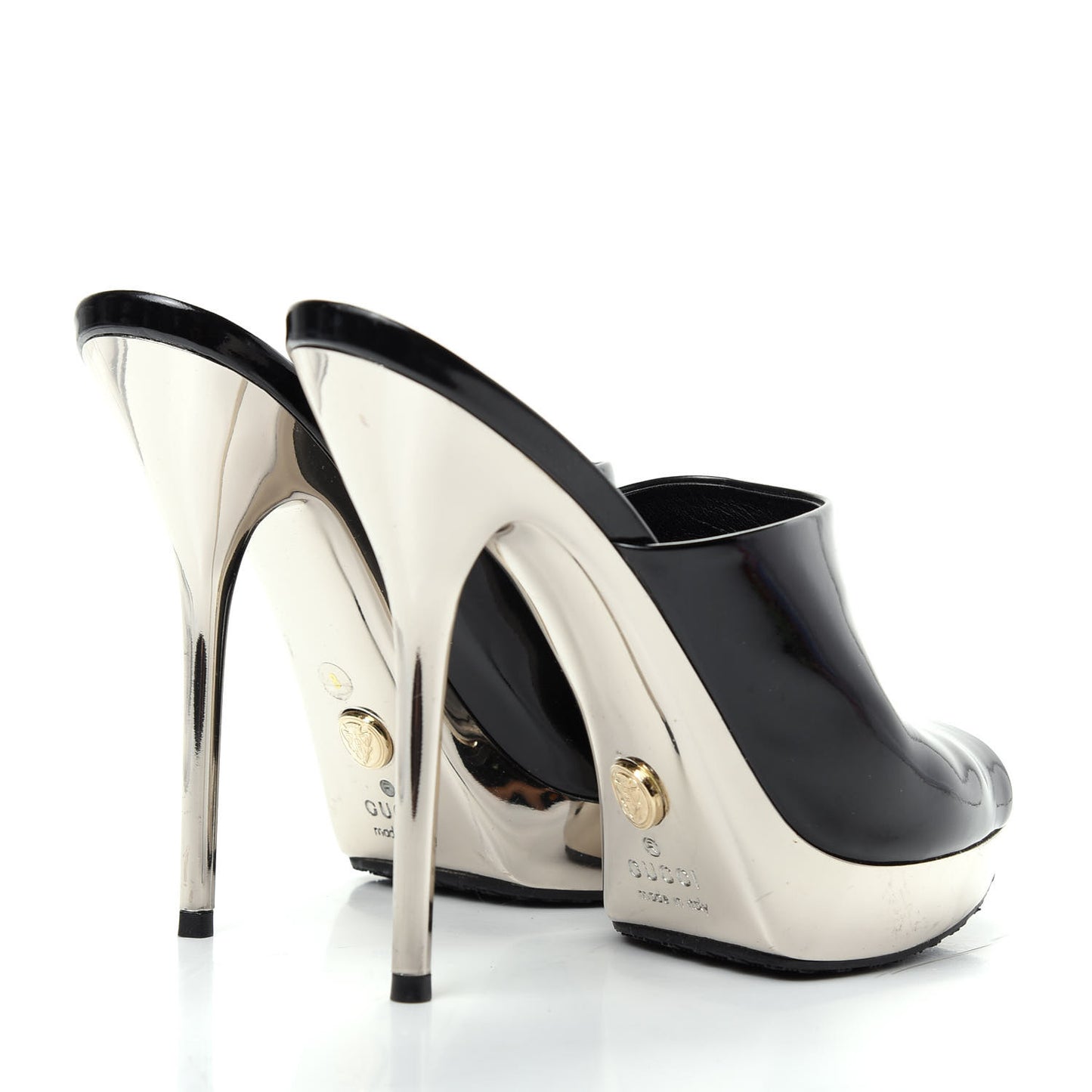 Patent Platform High Heel Slides 8 Black
