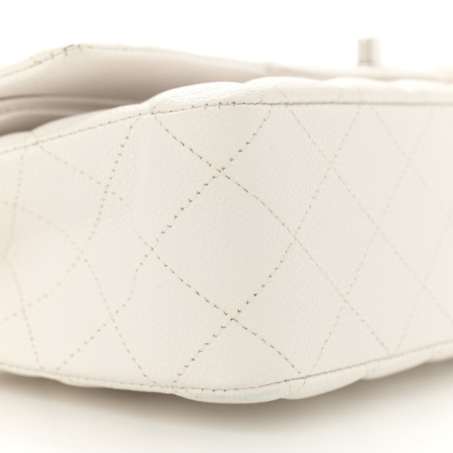 Caviar Quilted Medium Double Flap White