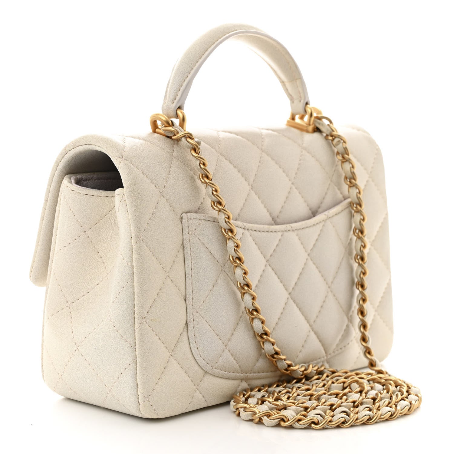 Chanel Iridescent Lambskin Quilted Mini Top Handle Rectangular Flap White 3 of 11