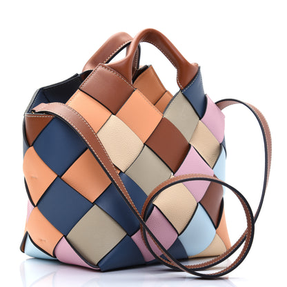 Loewe Calfskin Small Woven Basket Surplus Bag Soft Apricot Crystal Blue 3 of 12