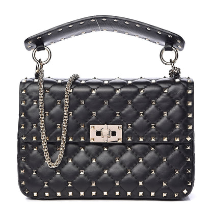 Valentino Garavani Lambskin Medium Rockstud Spike Shoulder Bag Black 1 of 10