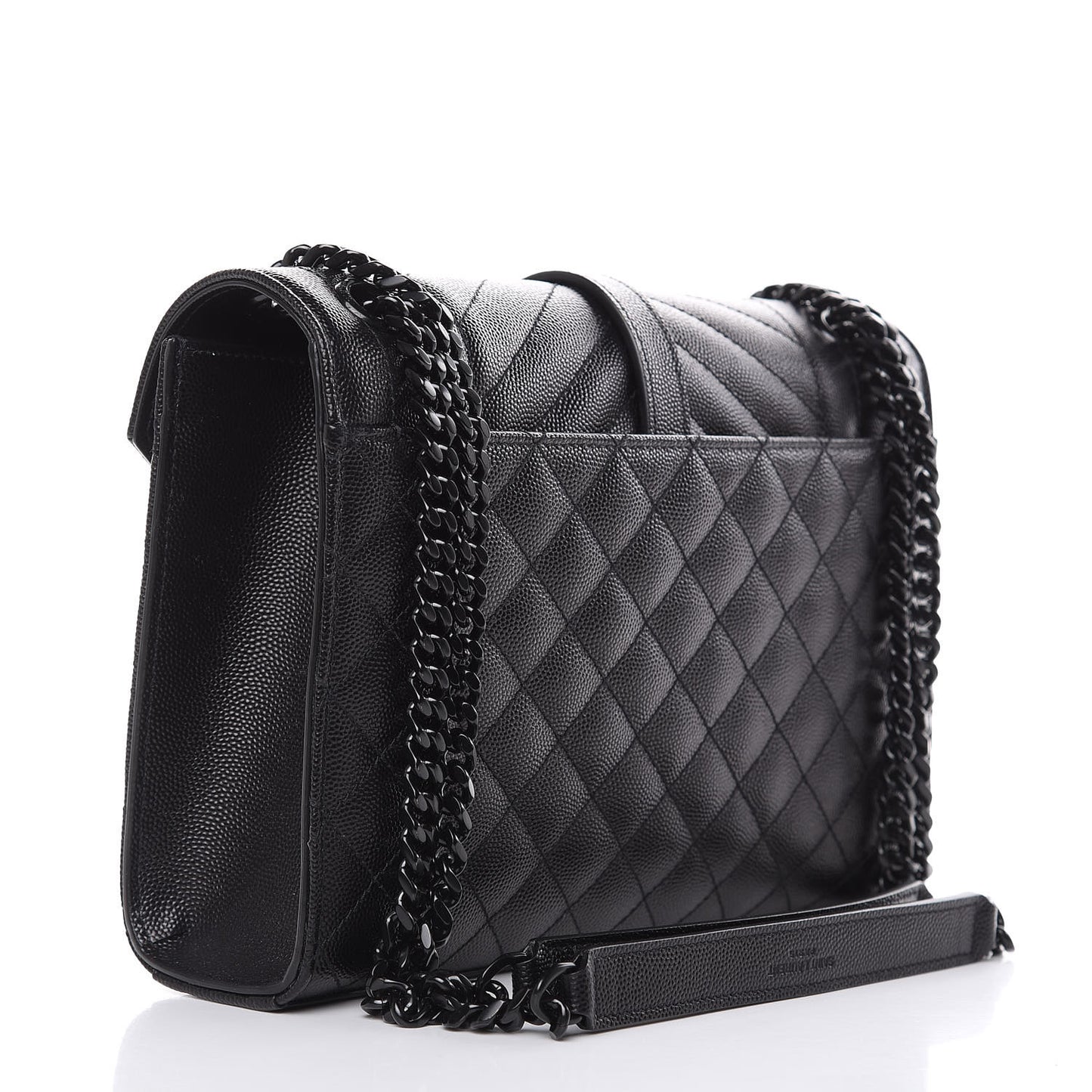 Grain De Poudre Textured Mixed Matelasse Triquilt Medium Monogram Satchel Black