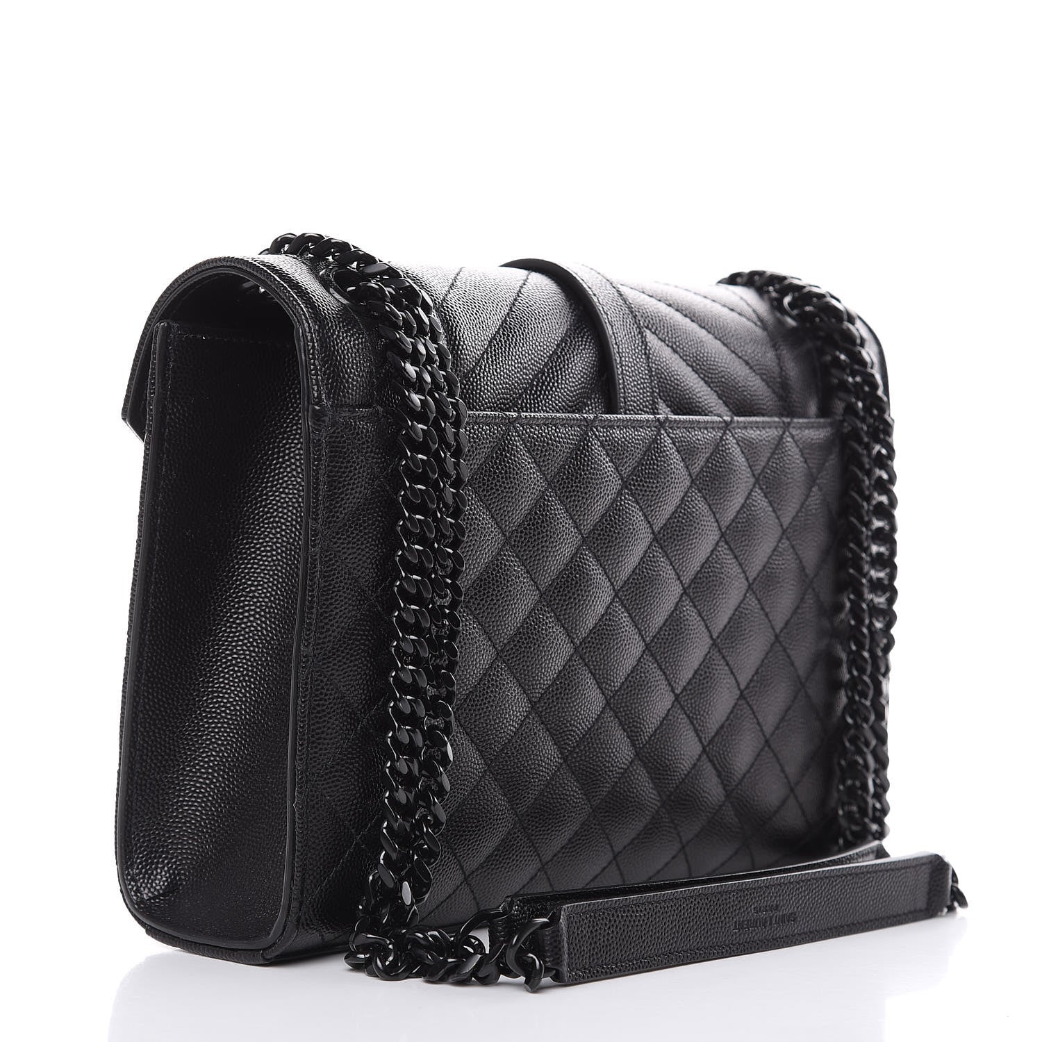 Saint Laurent Grain De Poudre Textured Mixed Matelasse Triquilt Medium Monogram Satchel Black 3 of 9