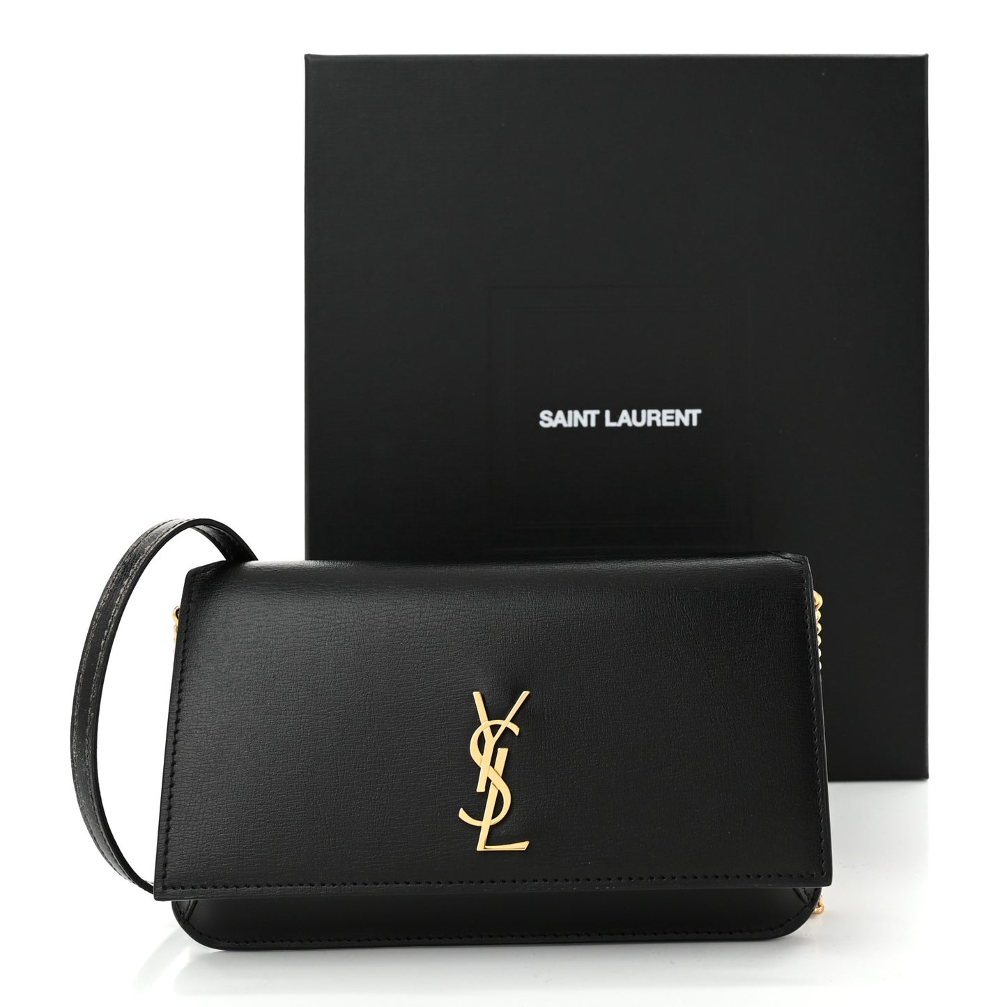 Smooth Calfskin Monogram Phone Holder Crossbody Black