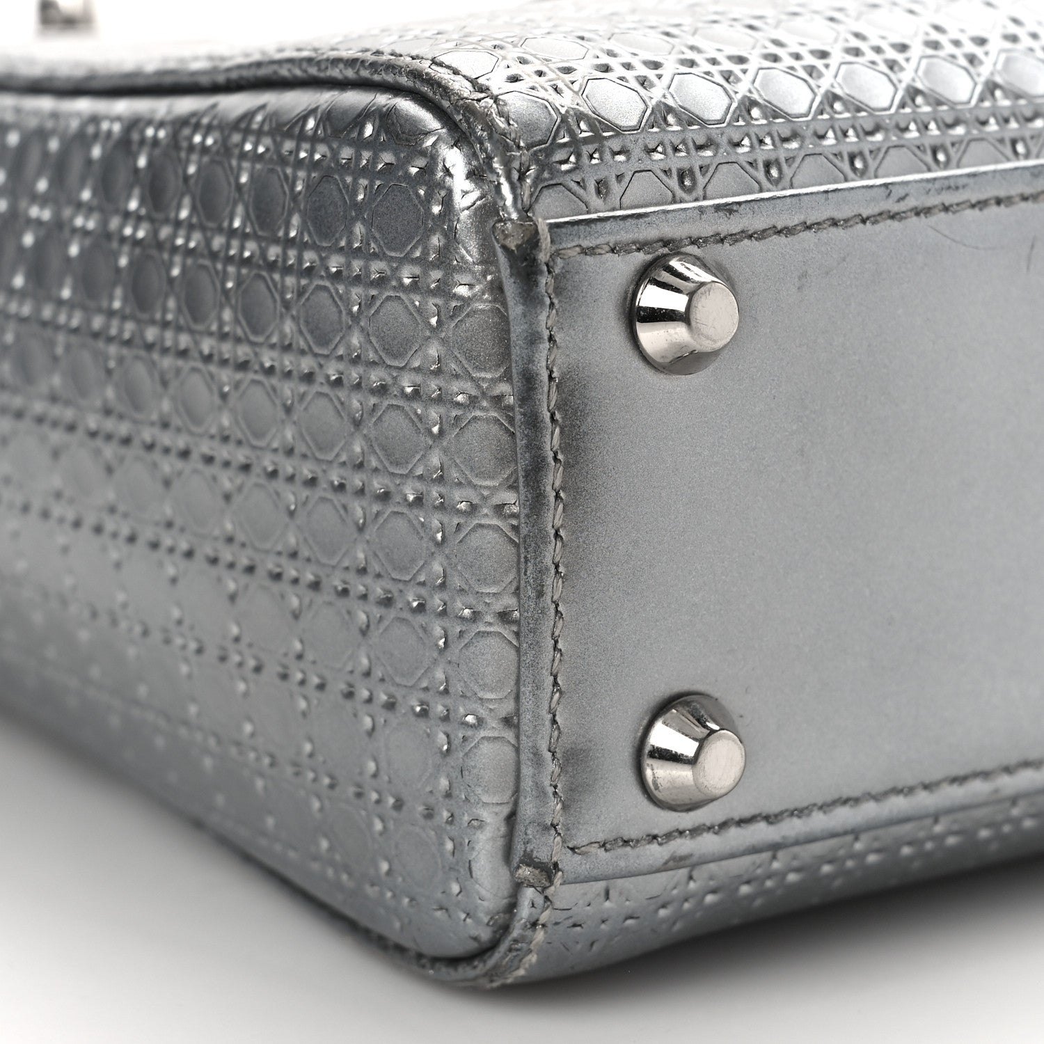 Christian Dior Metallic Patent Micro-Cannage Mini Lady Dior Silver 7 of 9