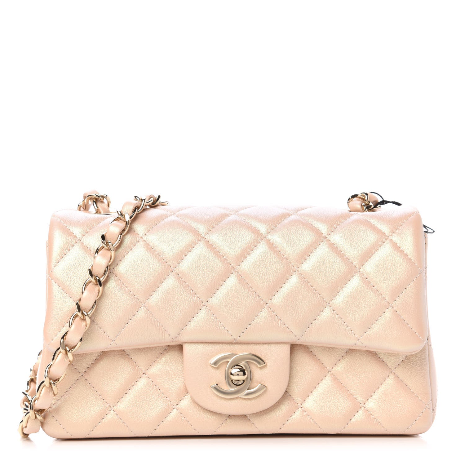 Chanel Iridescent Calfskin Quilted Mini Rectangular Flap Beige 1 of 10
