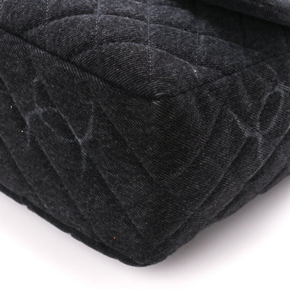 Chanel Denim Quilted CC Print Jumbo Single Flap Black 11 of 12