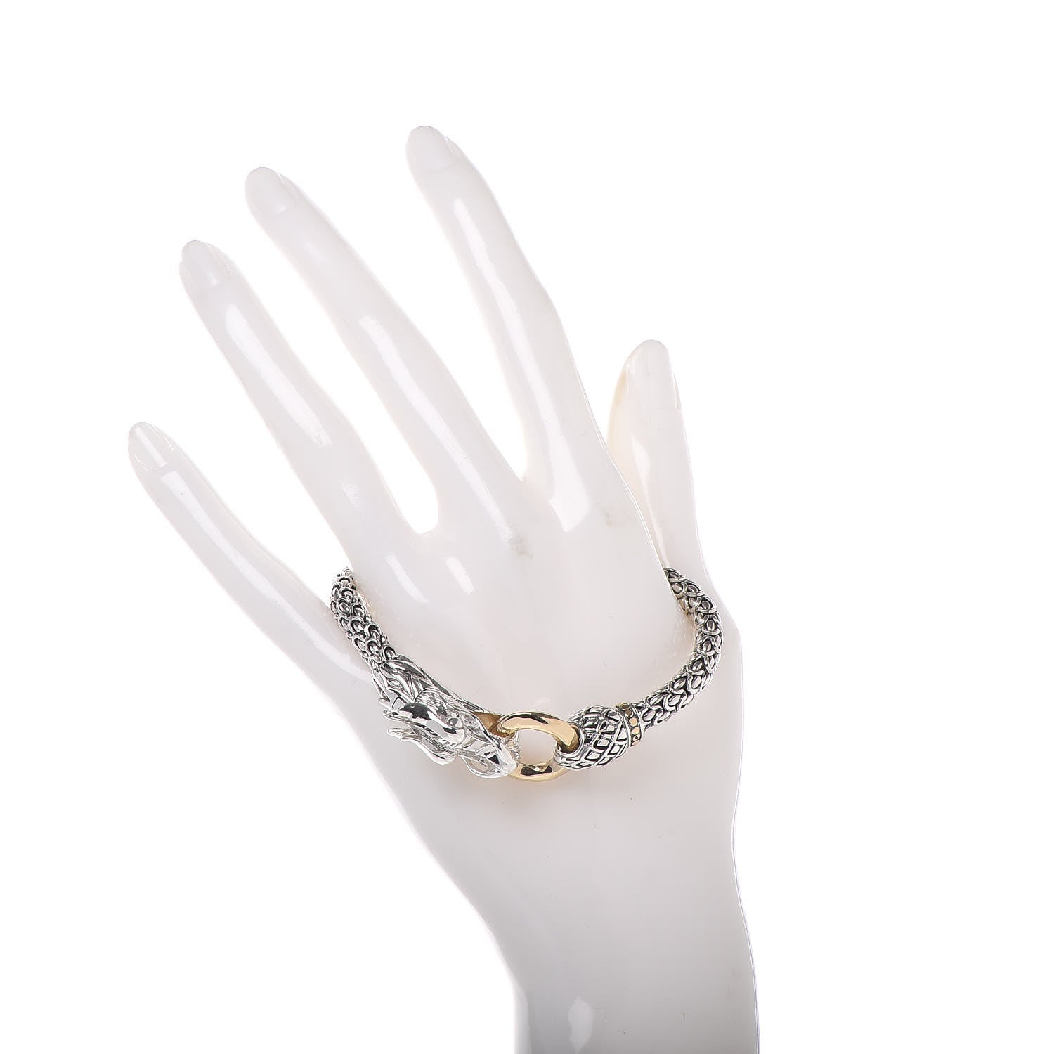 John Hardy Sterling Silver 18K Yellow Gold 6mm Naga Dragon Bracelet 2 of 6