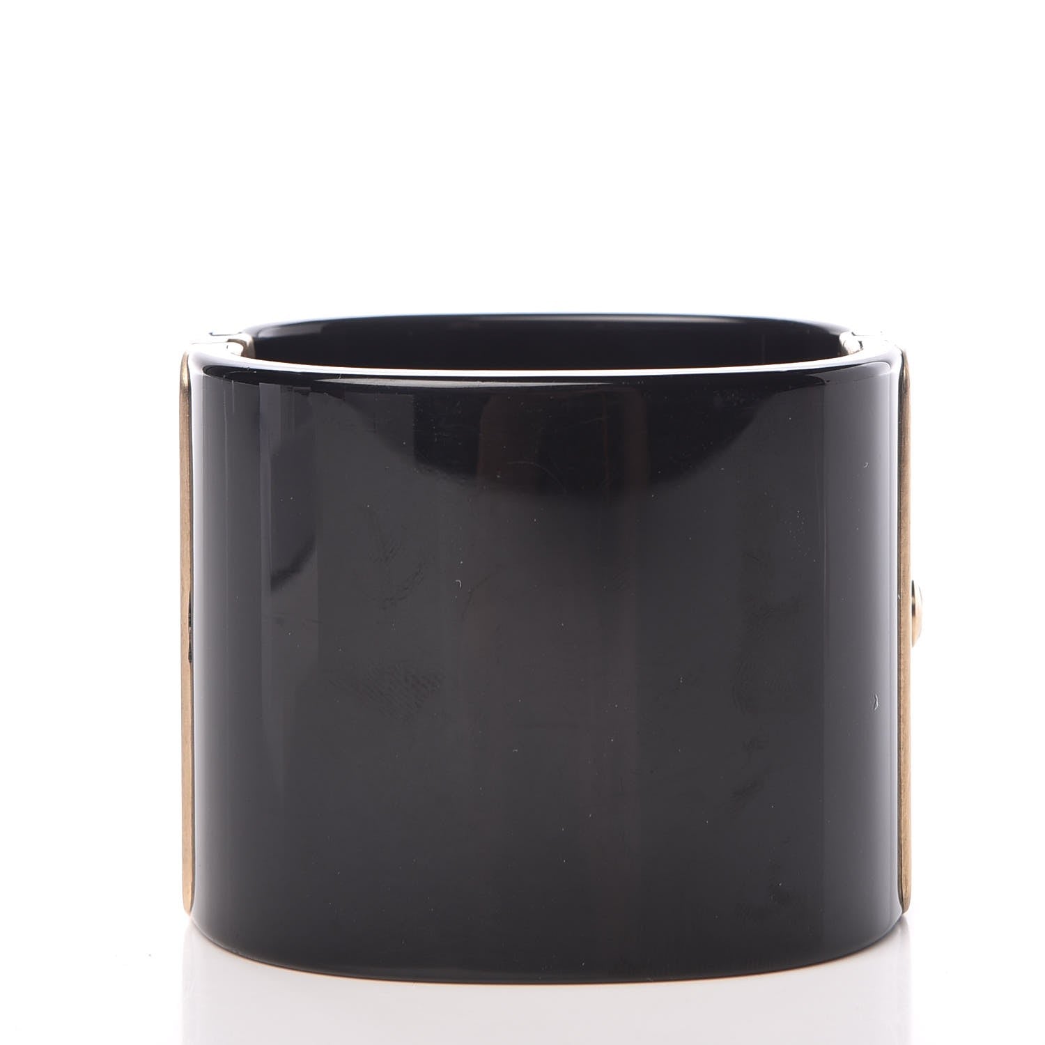 Chanel Resin Baguette Crystal CC Cuff Black 3 of 3