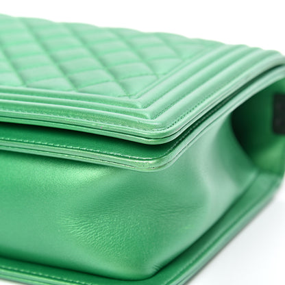 Chanel Metallic Calfskin Quilted New Medium Boy Flap Green 9 of 13