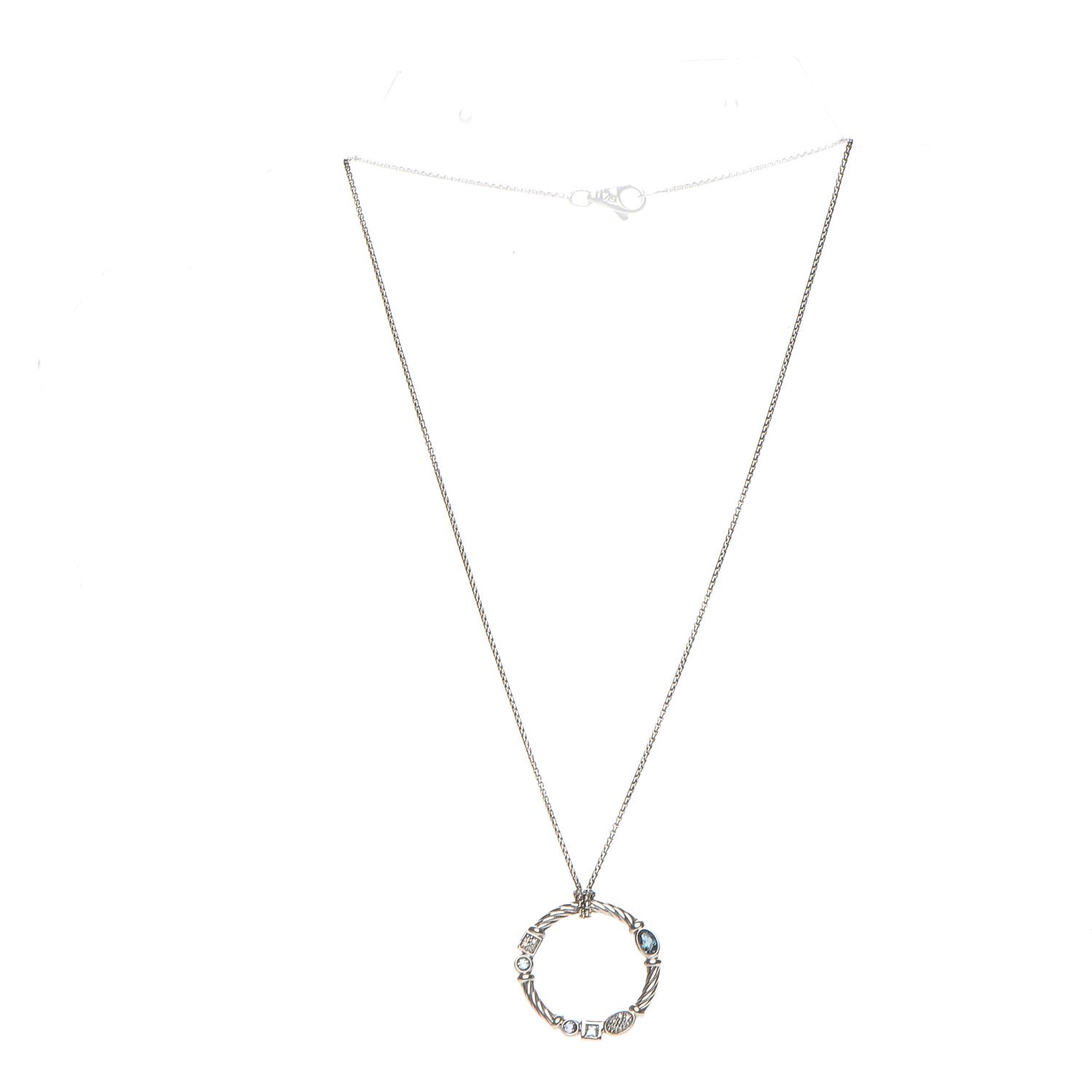 David Yurman Sterling Silver Diamond Blue Topaz Iolite Aquamarine Confetti Pendant Necklace 4 of 6