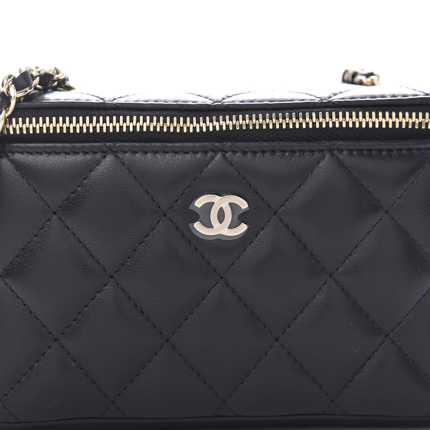 Chanel Lambskin Quilted Small Vanity Case With Chain Black 10 of 11