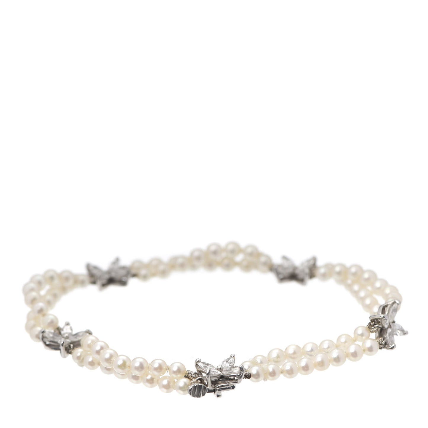 Platinum Diamond Pearl Victoria Two-row Bracelet
