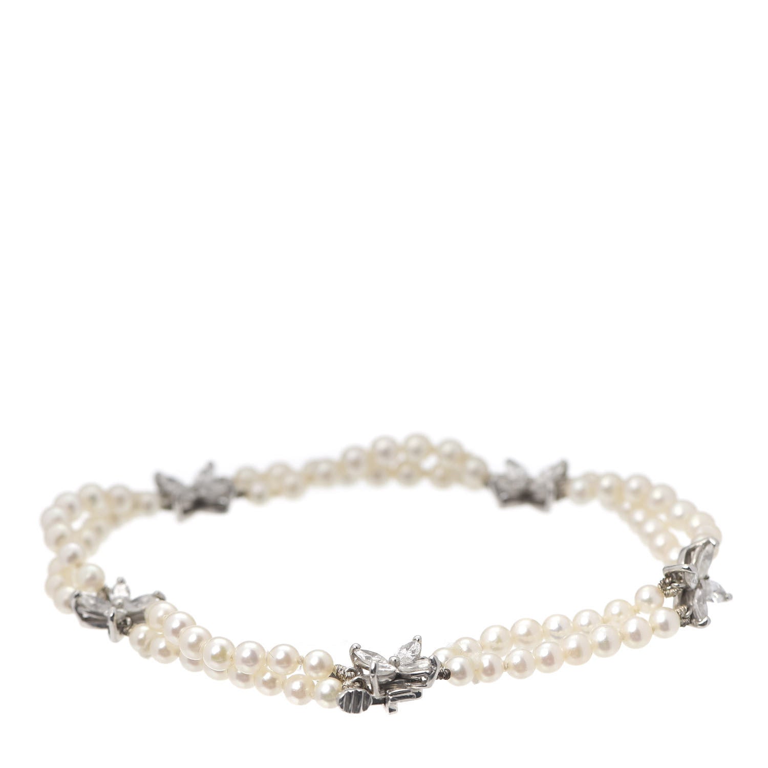 Tiffany Platinum Diamond Pearl Victoria Two-row Bracelet 3 of 7