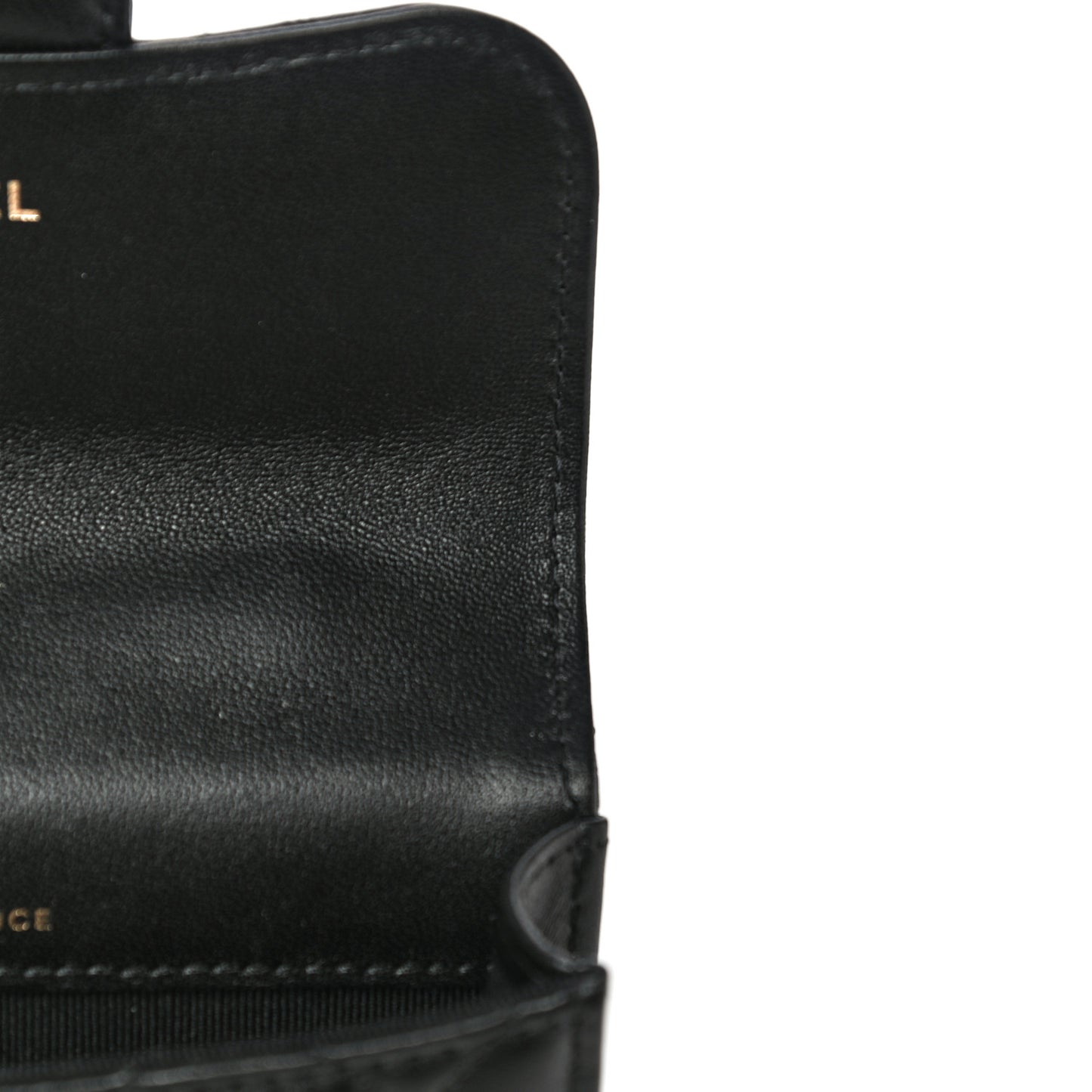 Lambskin Quilted Top Handle Flap Coin Purse With Chain Black