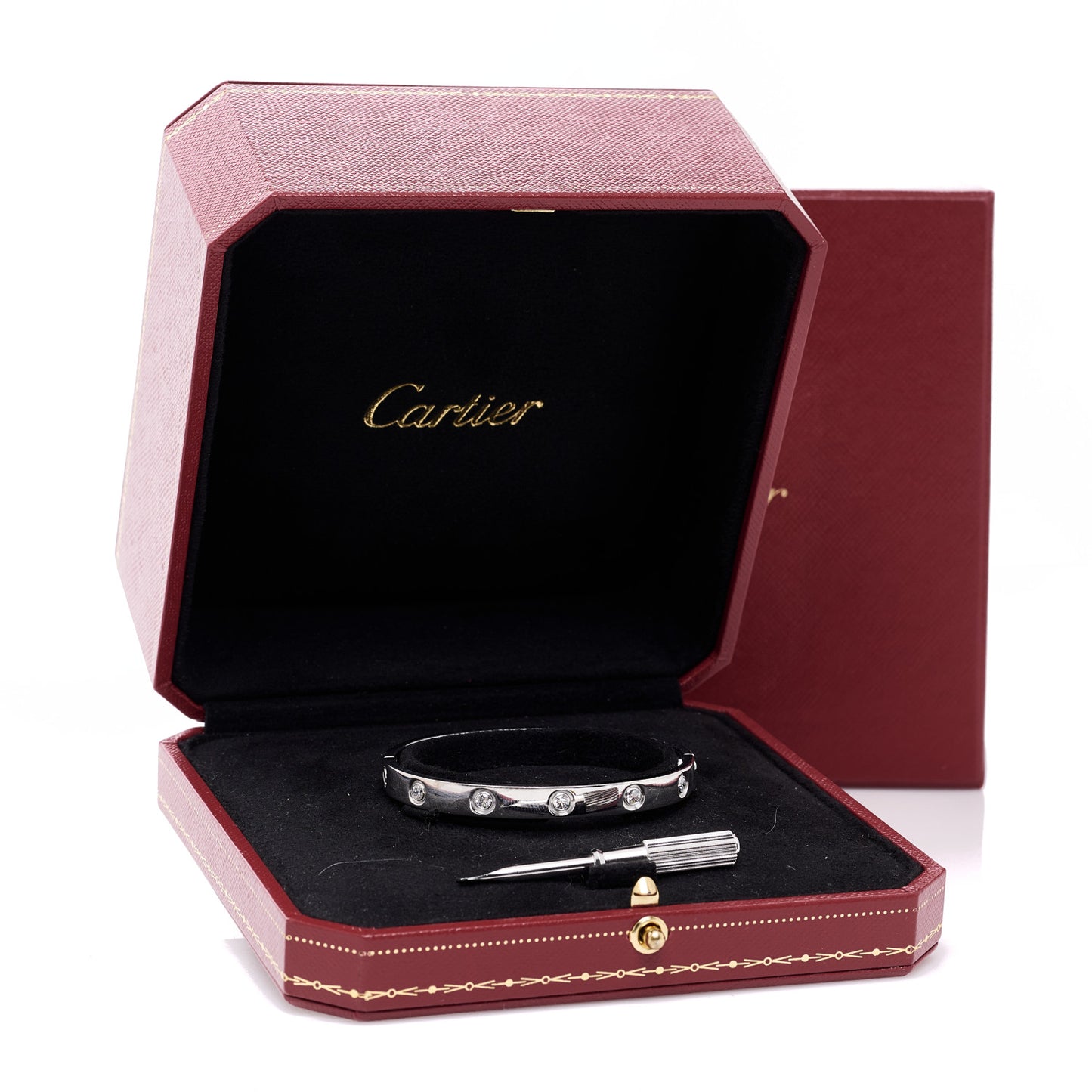 18K White Gold 10 Diamond LOVE Bracelet 16