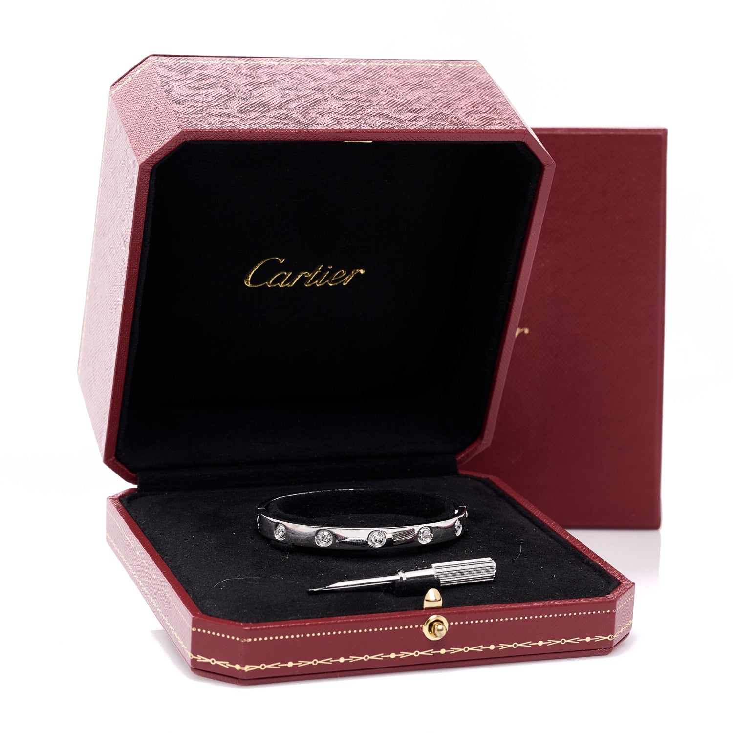 Cartier 18K White Gold 10 Diamond LOVE Bracelet 16 8 of 8
