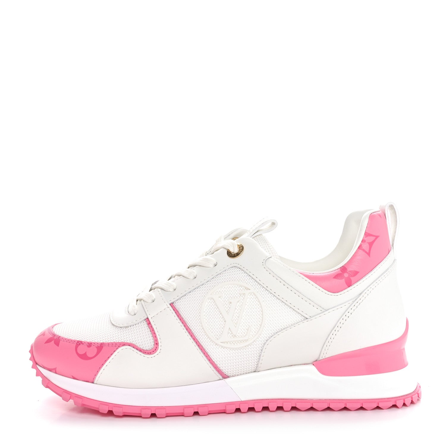 Louis Vuitton Calfskin Monogram Run Away Sneakers 38 White Pink 1 of 9