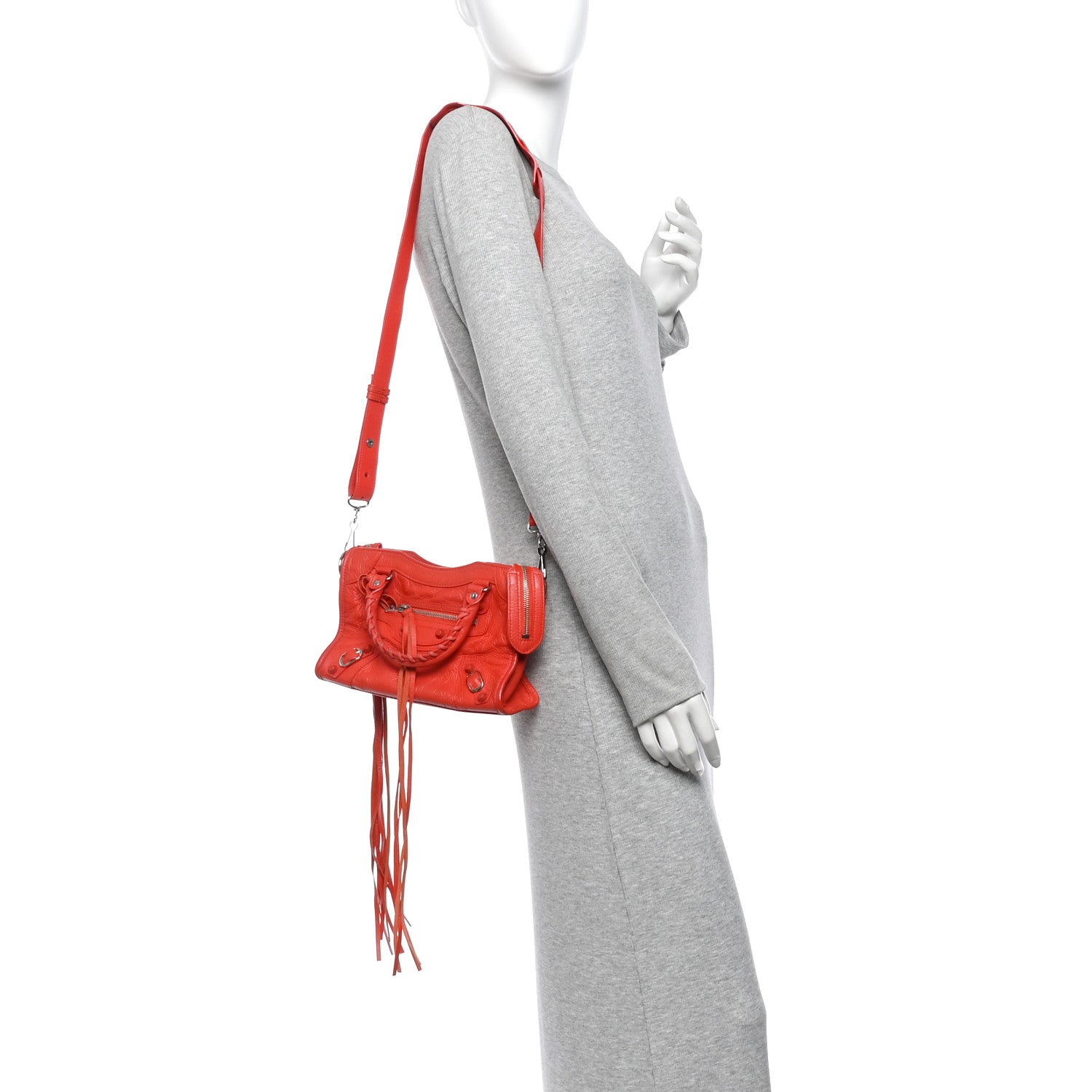 Balenciaga Matte Goatskin Rubber Covered Classic Hardware Mini City Rouge Coquelico Rouge Braise 2 of 11