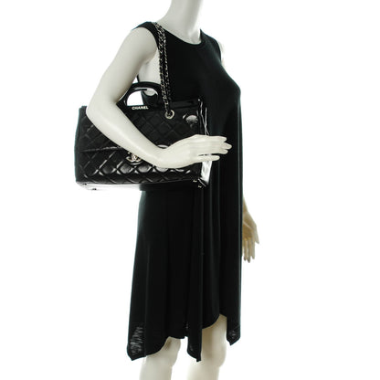Chanel Glazed Calfskin Quilted Small CC Delivery Tote Black 2 of 7