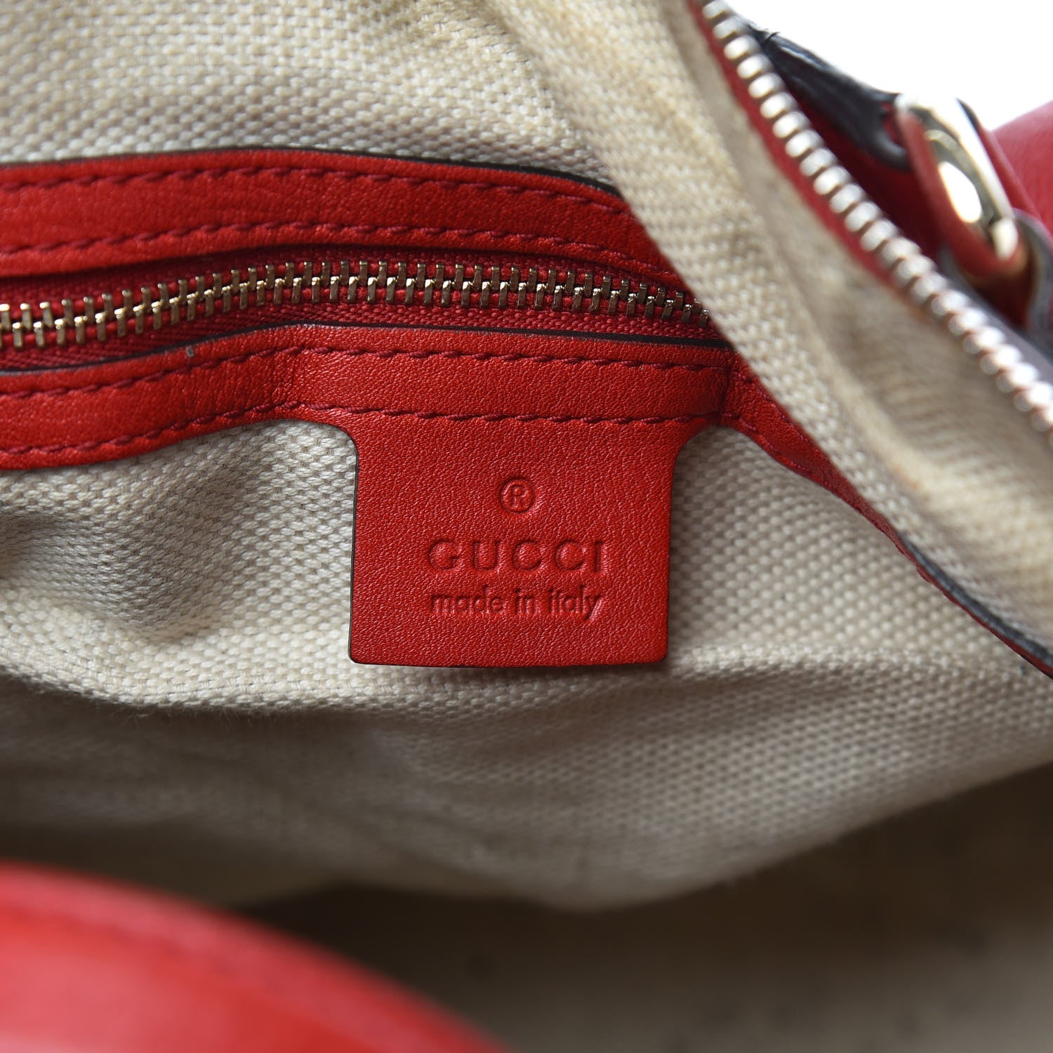 Gucci Pebbled Calfskin Medium Soho Boston Red 6 of 15