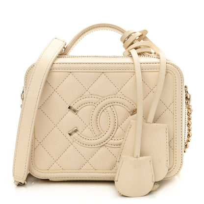 Chanel Caviar Quilted Small CC Filigree Vanity Case White 1 of 15