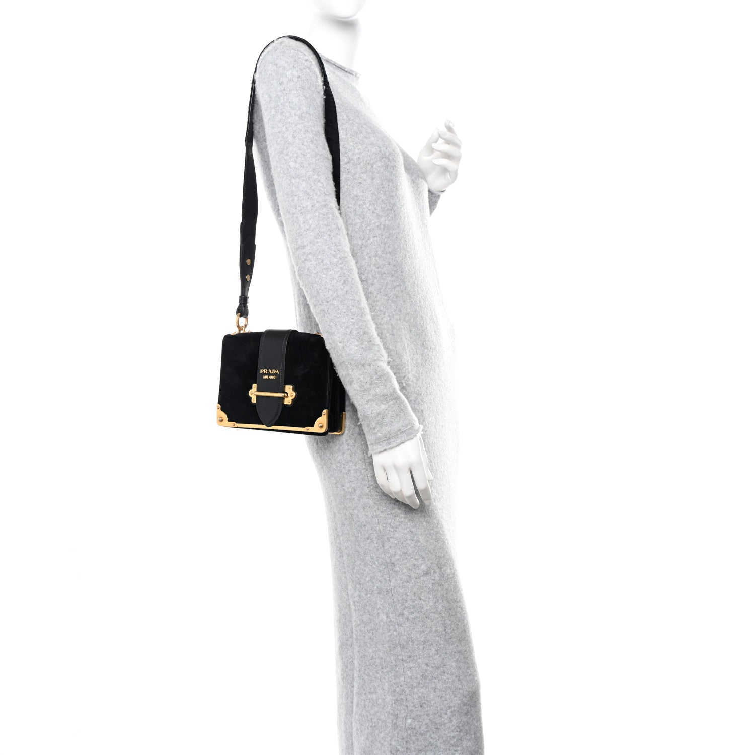 Prada Velvet City Calfskin Cahier Bag Black 2 of 17