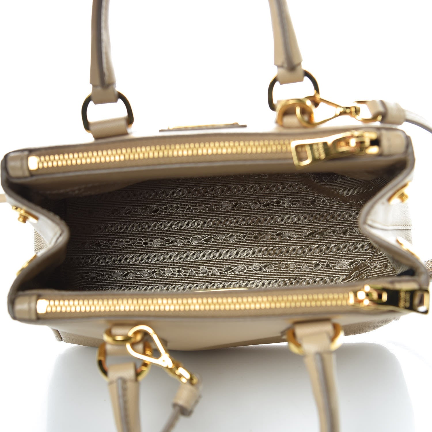 Prada Saffiano Lux Micro Galleria Double Zip Tote Sabbia 5 of 9
