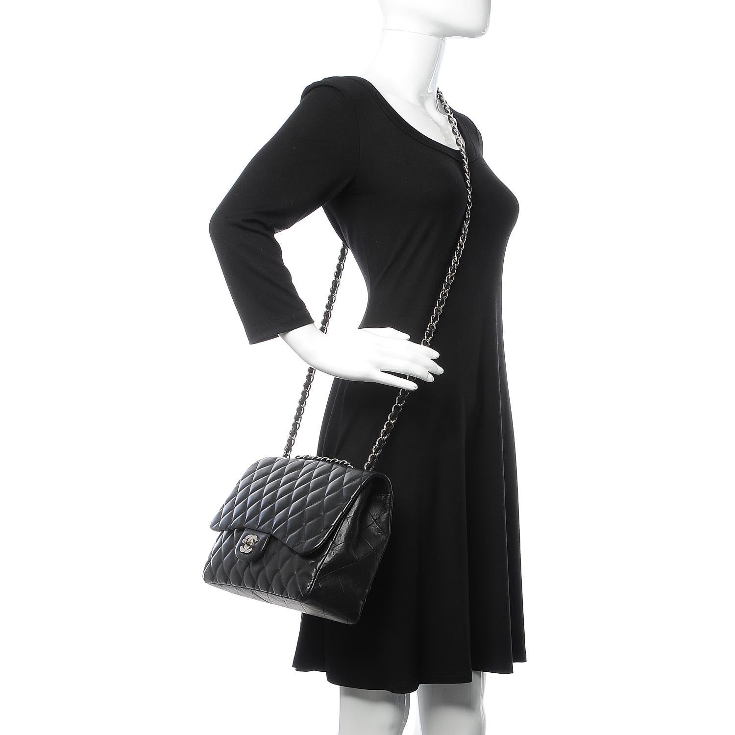 Chanel Lambskin Quilted Jumbo Single Flap Black 3 of 8