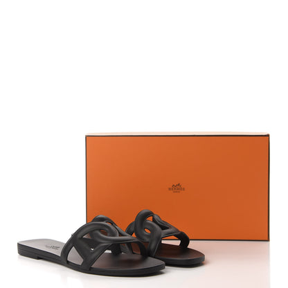 Hermes Rubber Aloha Sandals 37 Black 10 of 10