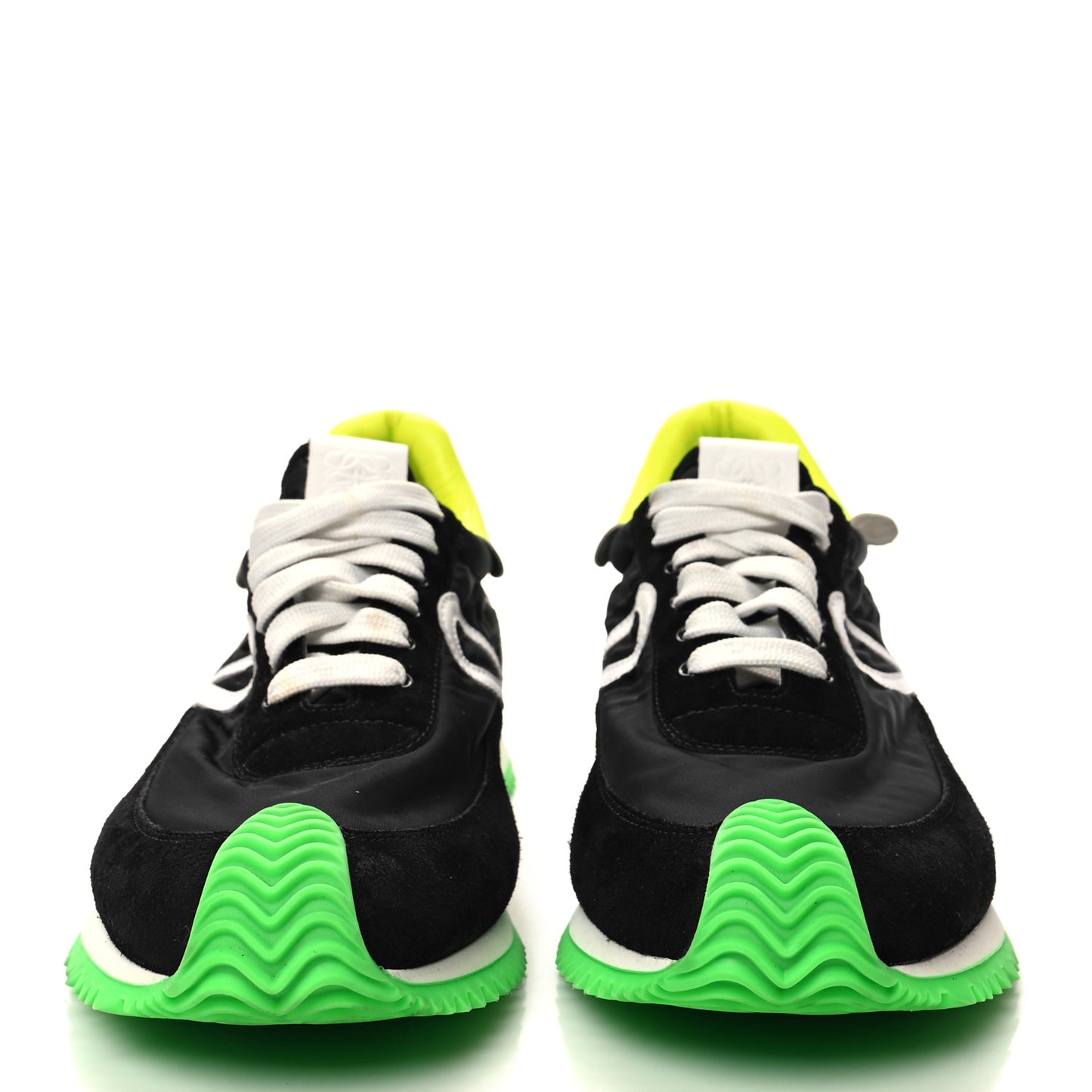 Suede Nylon Flow Runner Sneakers 42 Black Neon Green