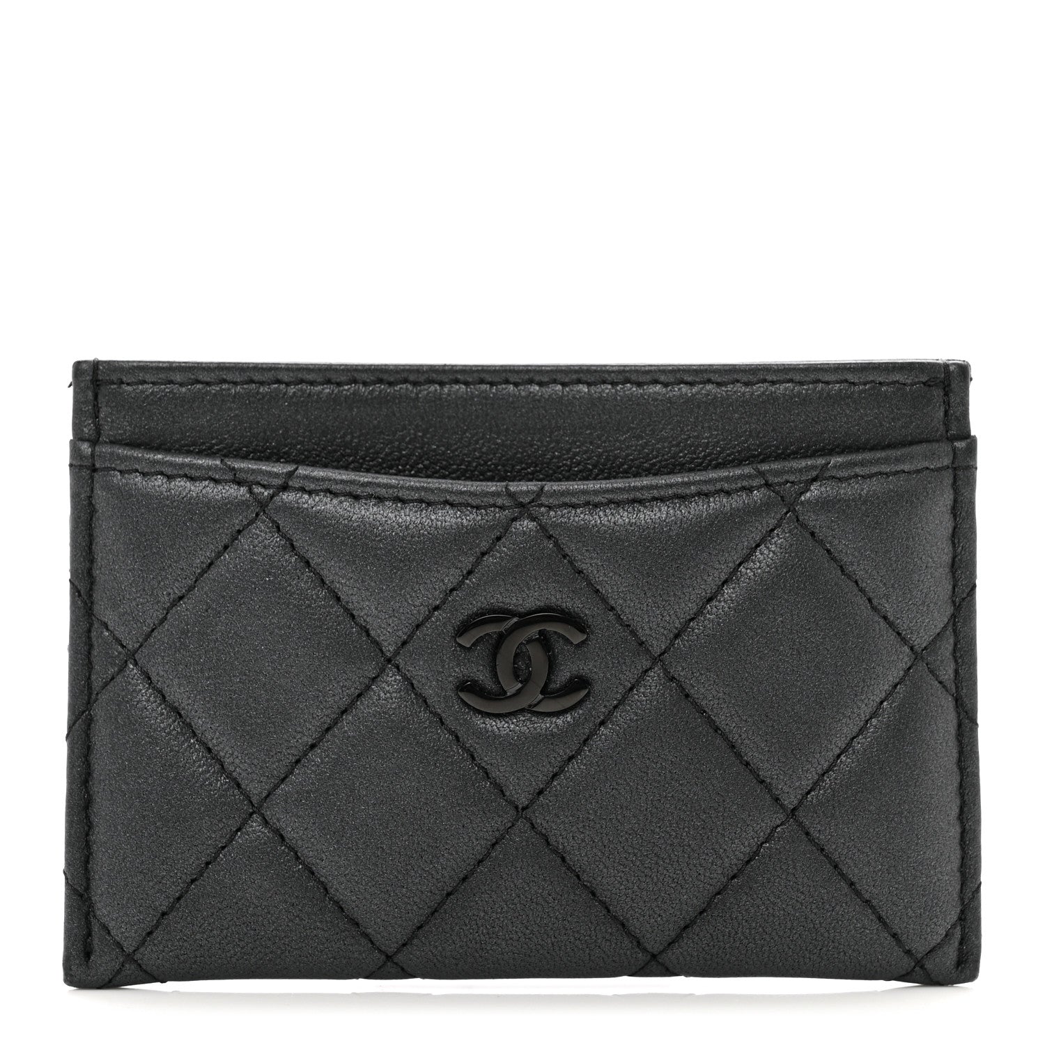 Chanel Pearly Lambskin Quilted Card Holder So Black 1 of 8