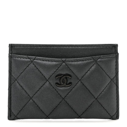 Chanel Pearly Lambskin Quilted Card Holder So Black 1 of 8