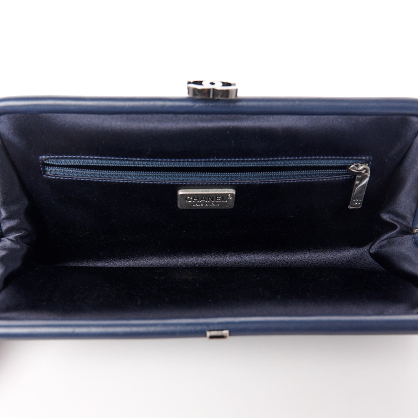 Lambskin Stitched Timeless Clutch Navy