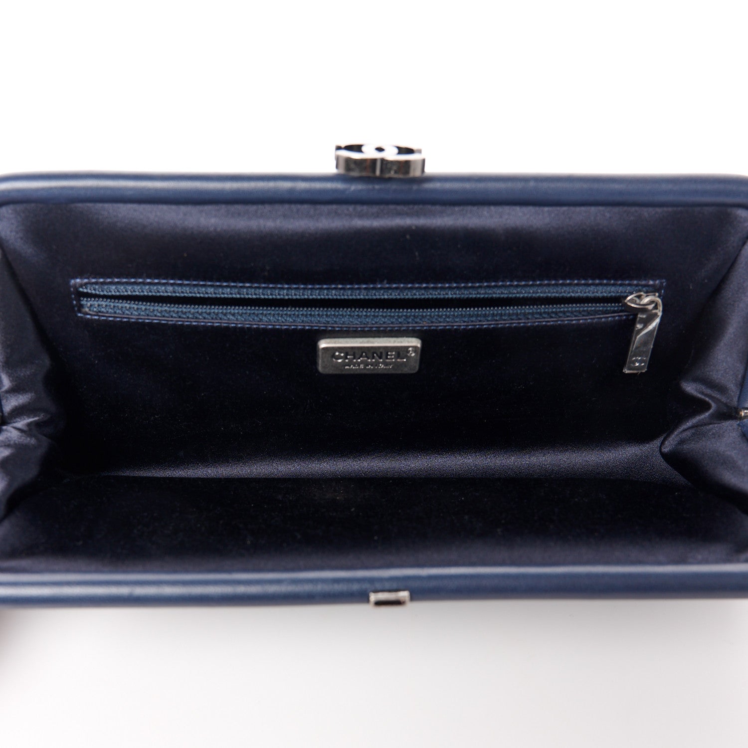Chanel Lambskin Stitched Timeless Clutch Navy 5 of 10