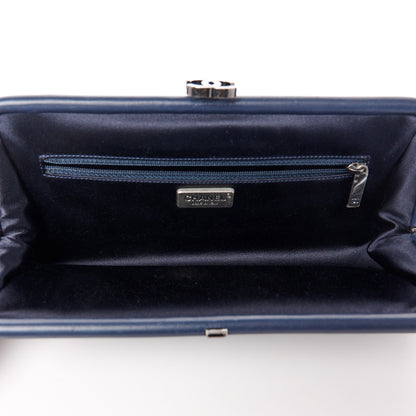 Chanel Lambskin Stitched Timeless Clutch Navy 5 of 10