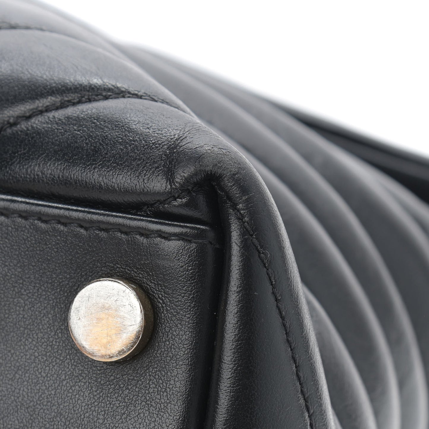 Calfskin Y Quilted Monogram Large Loulou Chain Satchel Black