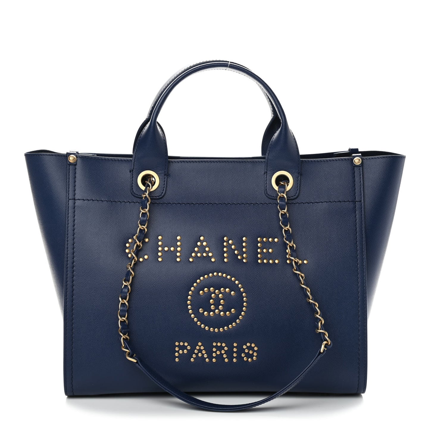 Caviar Small Studded Deauville Tote Navy