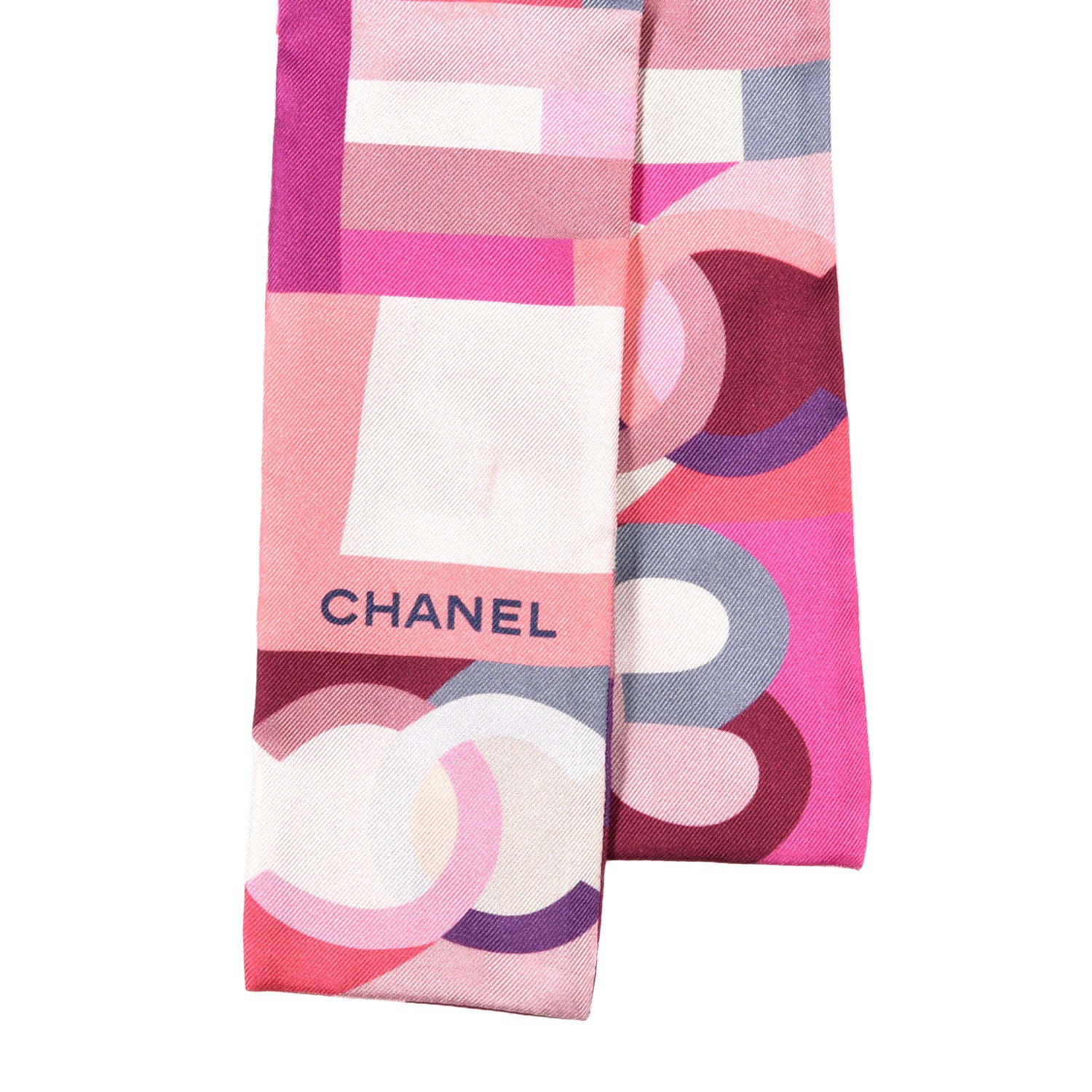 Chanel Silk CC Slim Bandeau Pink Purple Beige 2 of 3