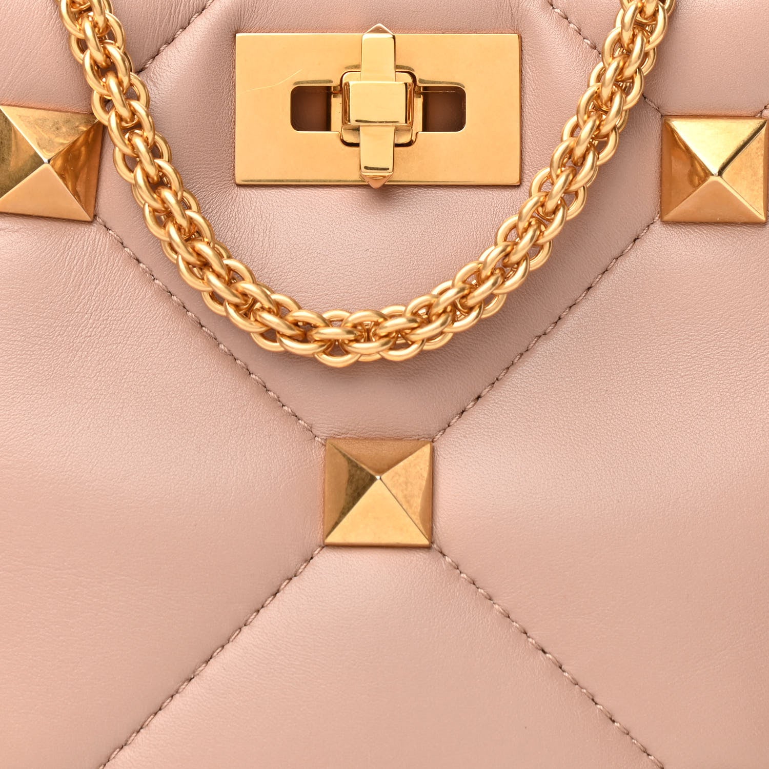 Valentino Garavani Nappa Small Roman Stud The Handle Bag Rose Cannelle 7 of 9