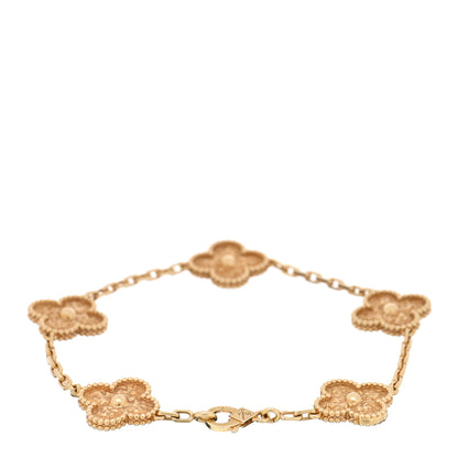 Van Cleef & Arpels 18K Yellow Gold 5 Motifs Vintage Alhambra Bracelet 4 of 7