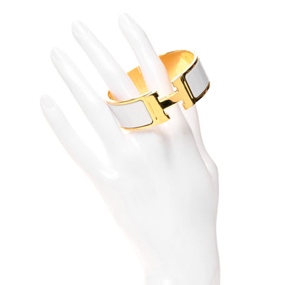 Hermes Enamel Wide Clic Clac H Bracelet PM White 2 of 6