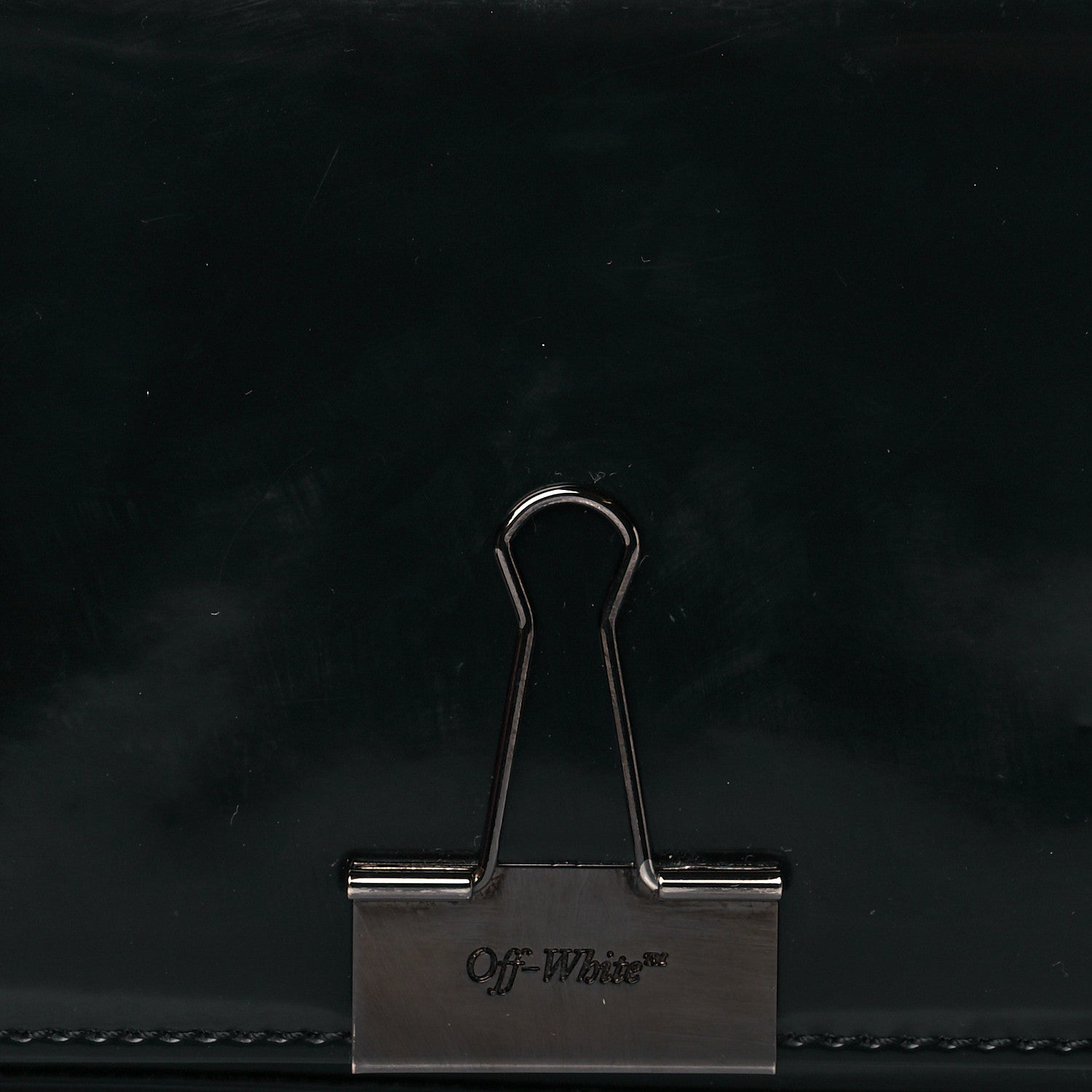 Off-White Patent Mirror Binder Clip Bag Black 8 of 10