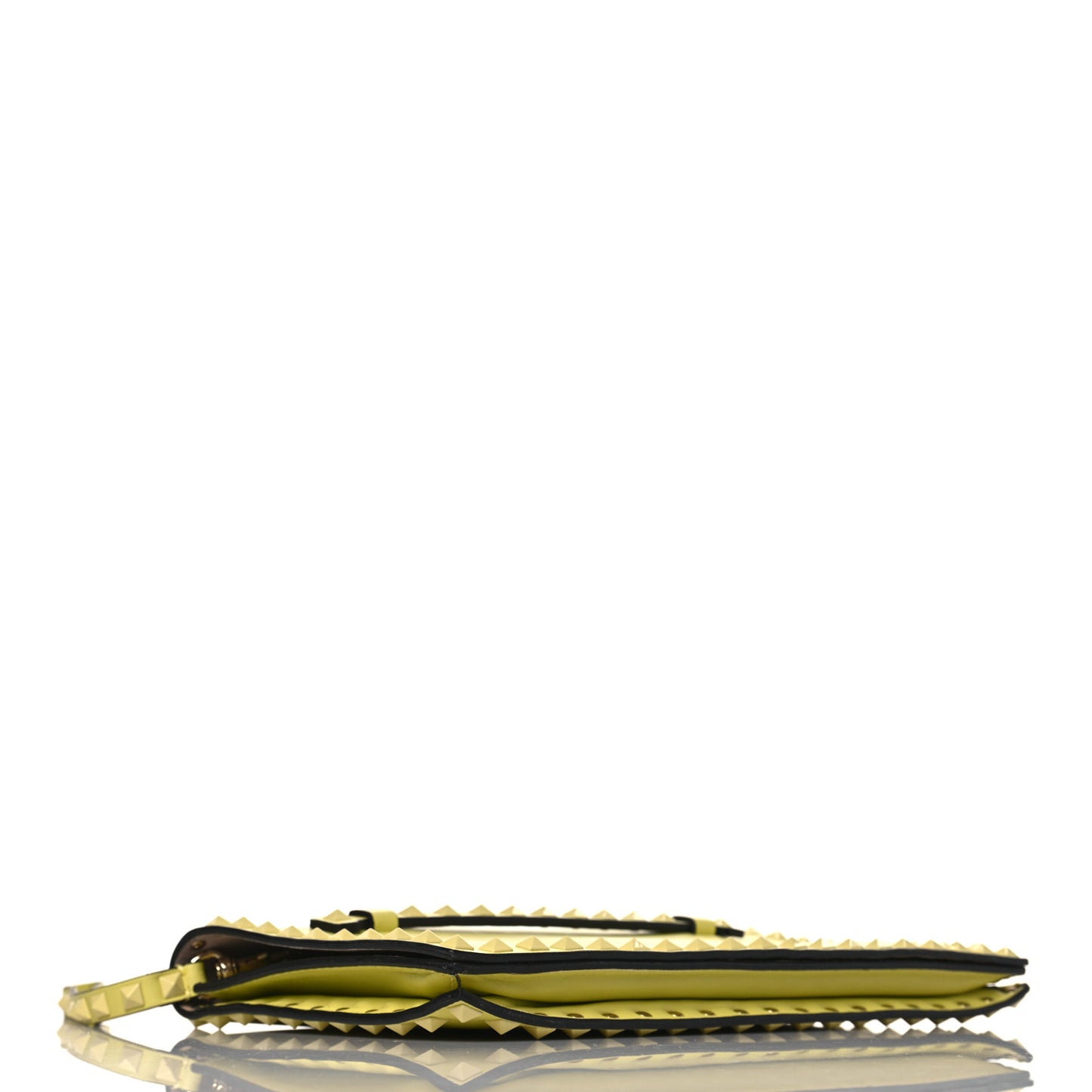 Nappa Monochrome Rockstud Wristlet Clutch Soft Yellow