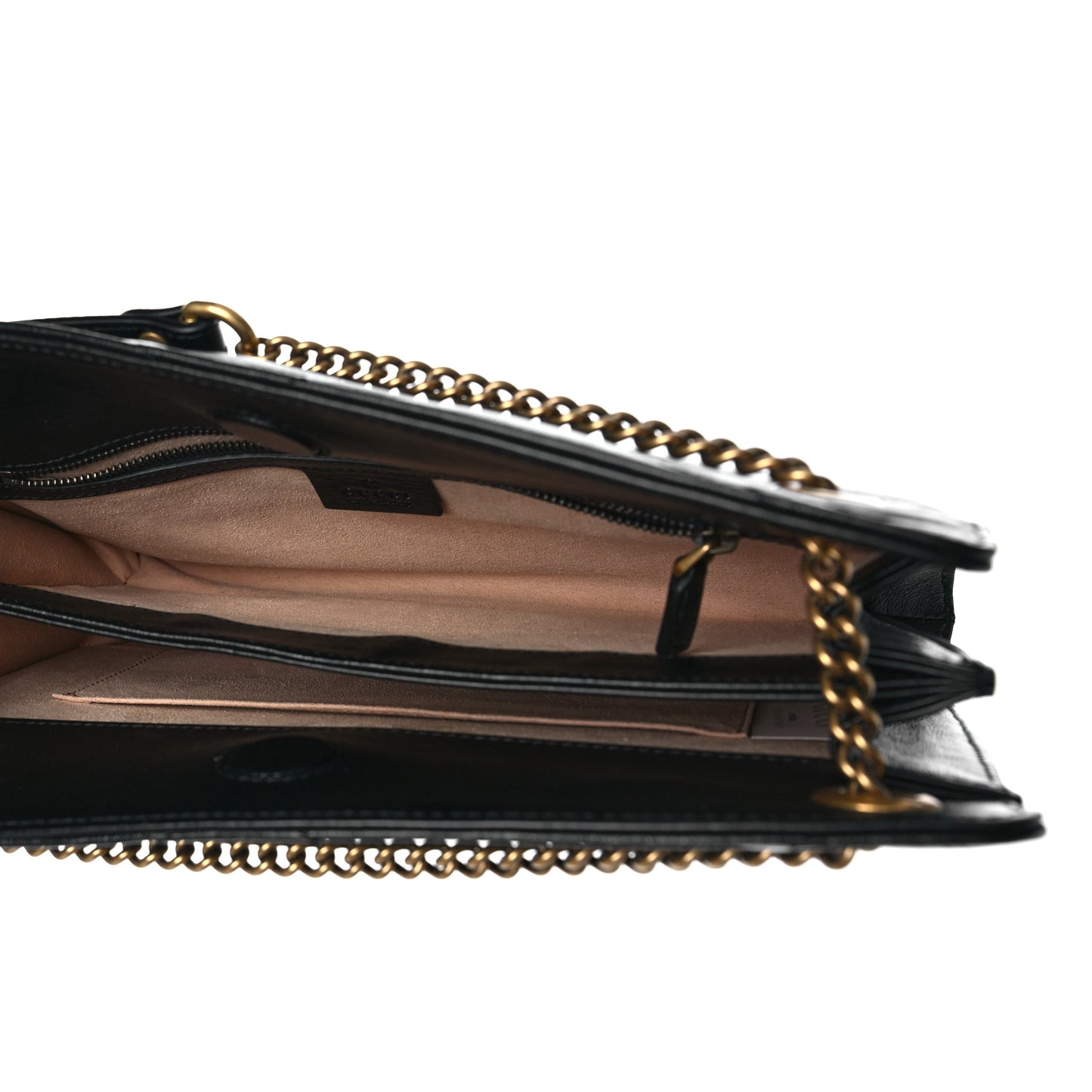Azalea Calfskin Matelasse Heart Medium GG Marmont Slim Shoulder Bag Black