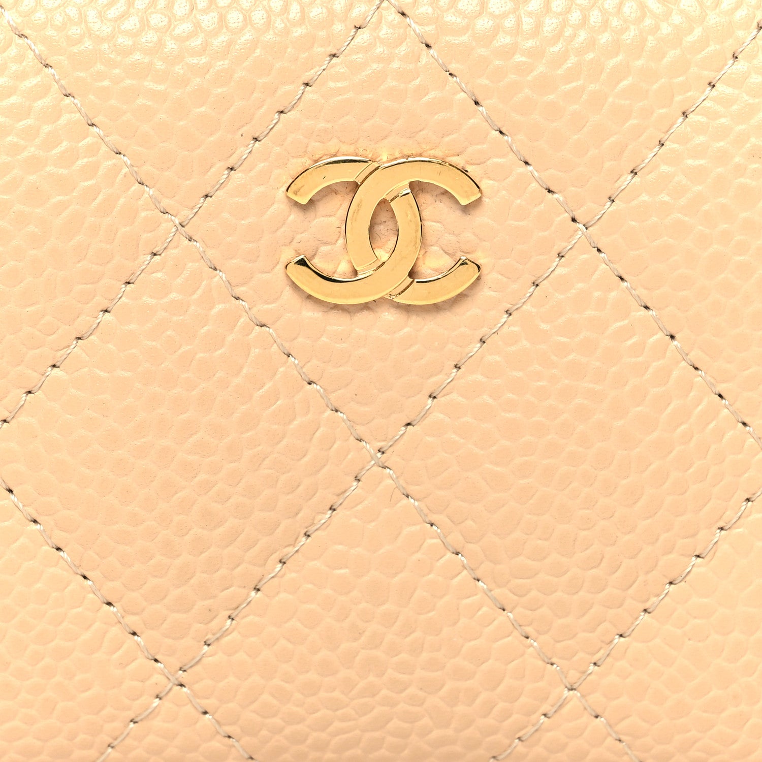 Chanel Caviar Quilted Zip Around Coin Purse Beige 8 of 9