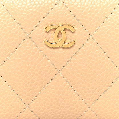 Chanel Caviar Quilted Zip Around Coin Purse Beige 8 of 9