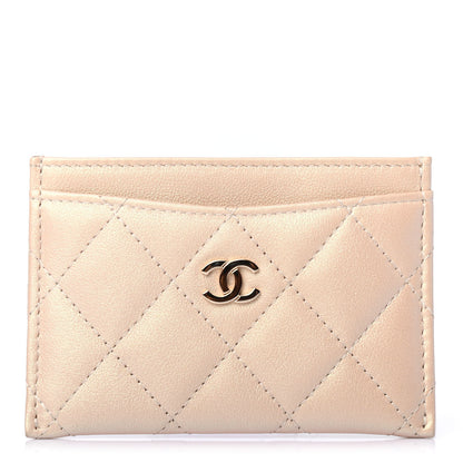 Chanel Iridescent Calfskin Quilted Card Holder Beige 1 of 4