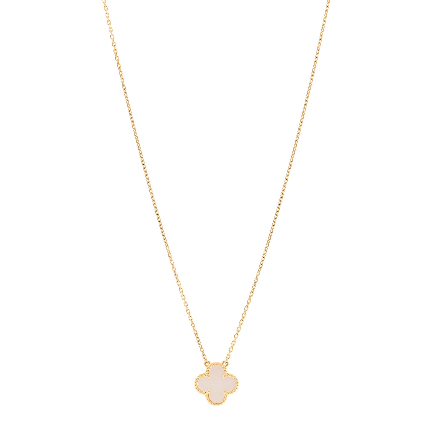 18K Yellow Gold Mother of Pearl Vintage Alhambra Pendant Necklace