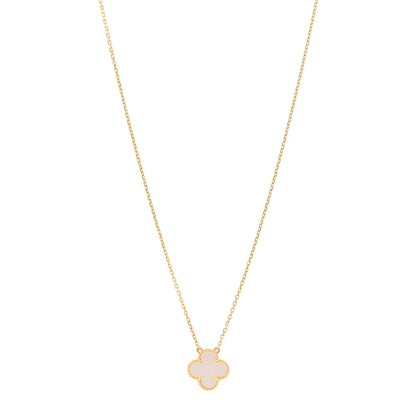 Van Cleef & Arpels 18K Yellow Gold Mother of Pearl Vintage Alhambra Pendant Necklace 1 of 5
